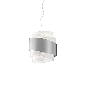 Sospensione Moderna Bea Polilux ® Argento E Metallo Cromo 1 Luce E27 D40Cm