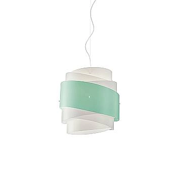 Sospensione Moderna Bea Polilux ® Verde Pastello Metallo Cromo 1 Luce E27 D40Cm