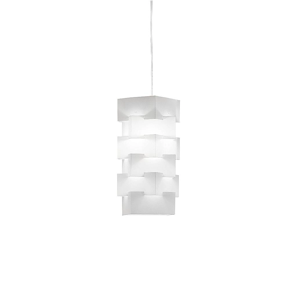 Sospensione Moderna Building Polilux ® Bianco E Metallo Cromo 1 Luce E27 BLD/S/36/W