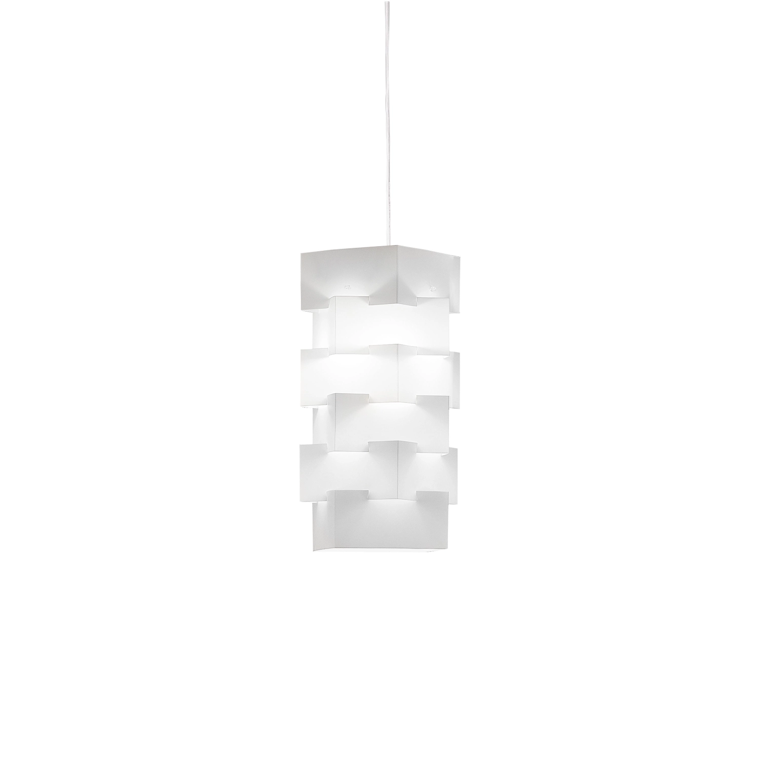 Sospensione Moderna Building Polilux ® Bianco E Metallo Cromo 1 Luce E27 BLD/S/36/W