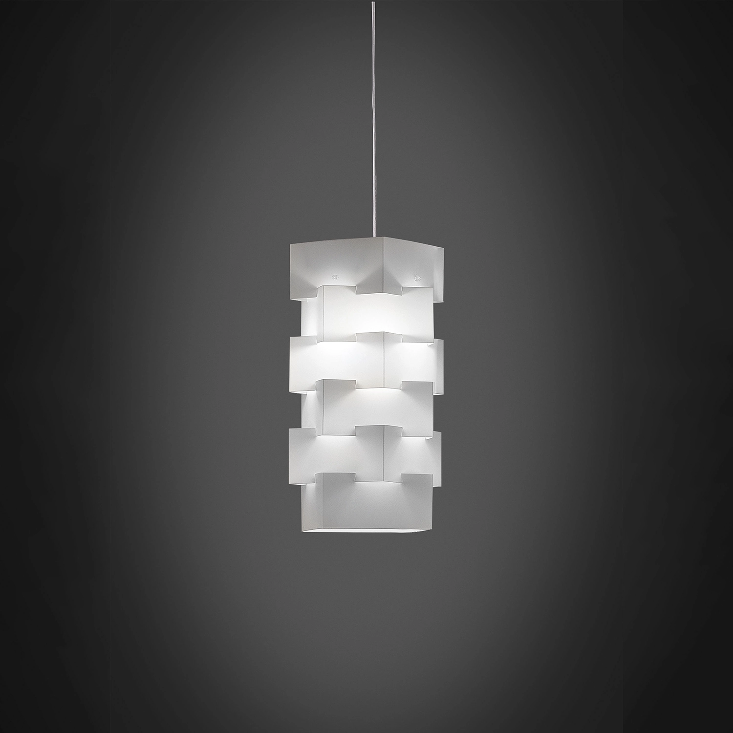 Sospensione Moderna Building Polilux ® Bianco E Metallo Cromo 1 Luce E27 BLD/S/36/W