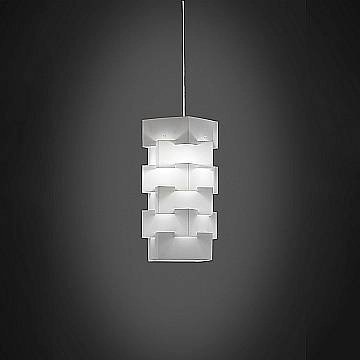 Sospensione Moderna Building Polilux ® Bianco E Metallo Cromo 1 Luce E27 BLD/S/36/W