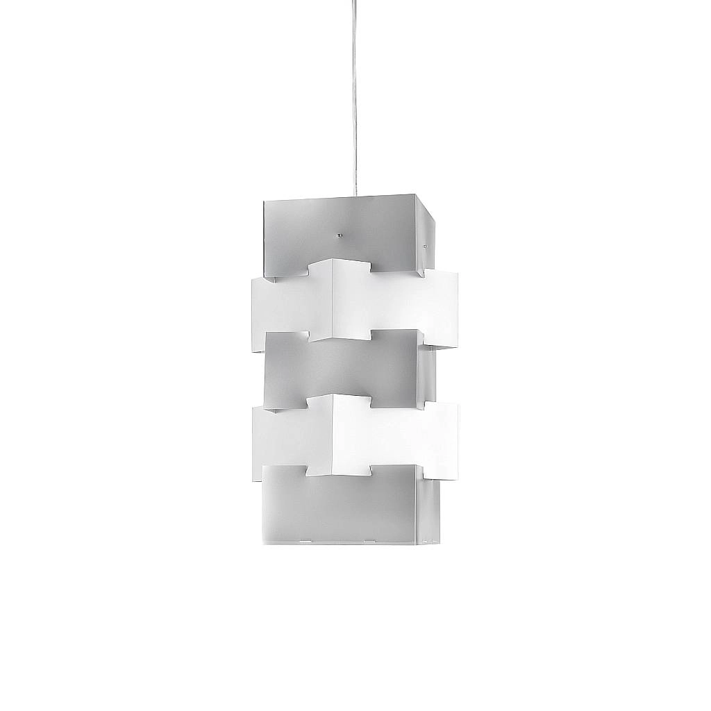 Sospensione Moderna Building Polilux ® Argento E Metallo Cromo 1 Luce E27 H60Cm BLD/S/60/SVR