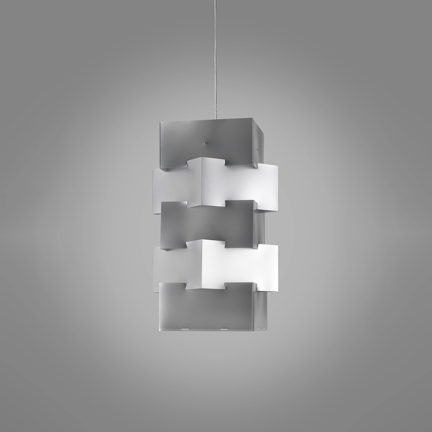 Sospensione Moderna Building Polilux ® Argento E Metallo Cromo 1 Luce E27 H60Cm BLD/S/60/SVR