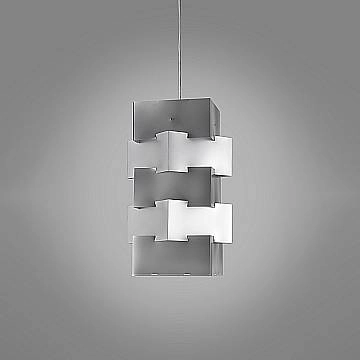 Sospensione Moderna Building Polilux ® Argento E Metallo Cromo 1 Luce E27 H60Cm BLD/S/60/SVR