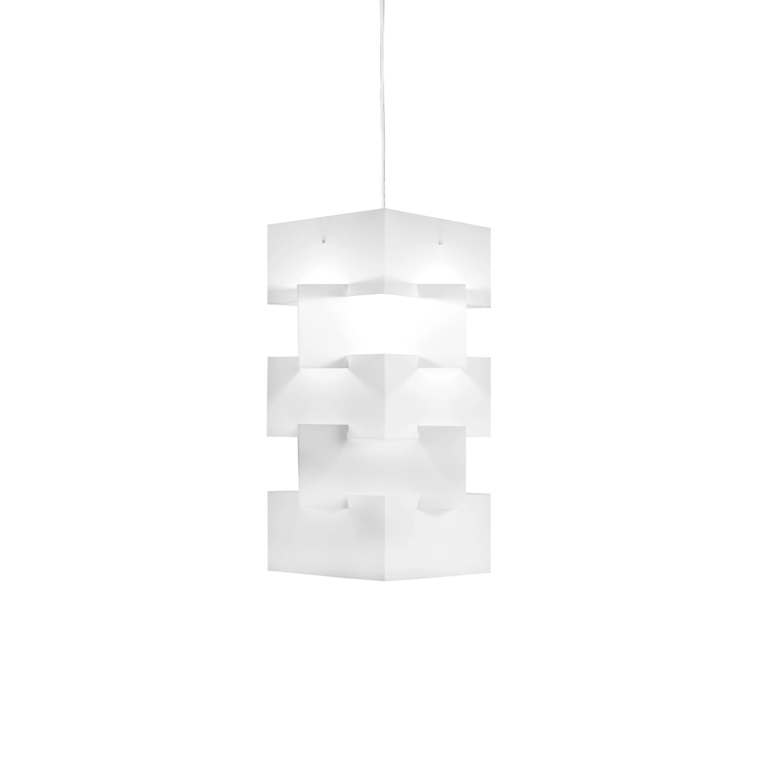 Sospensione Moderna Building Polilux ® Bianco E Metallo Cromo 1 Luce E27 H60Cm BLD/S/60/W