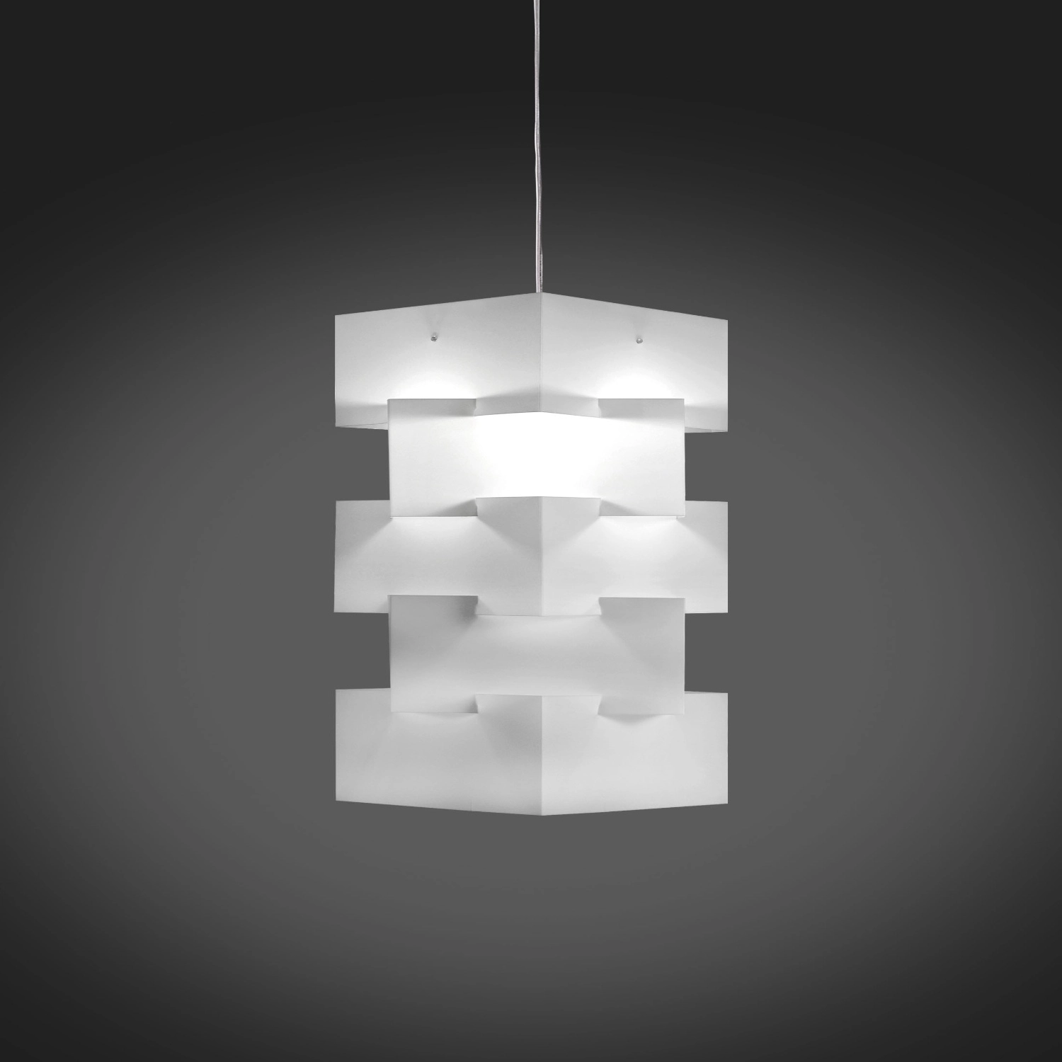 Sospensione Moderna Building Polilux ® Bianco E Metallo Cromo 1 Luce E27 H60Cm BLD/S/60/W