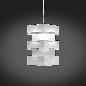 Sospensione Moderna Building Polilux ® Bianco E Metallo Cromo 1 Luce E27 H60Cm BLD/S/60/W