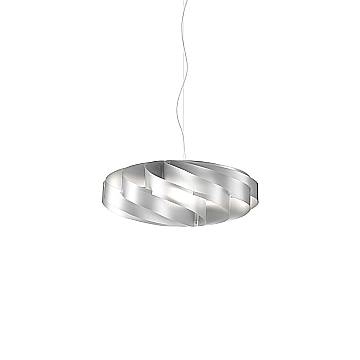 Sospensione Moderna Flat Polilux ® Argento E Metallo Cromo 1 Luce E27 D60Cm