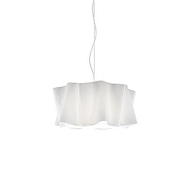 Sospensione Moderna Folio Polilux ® Bianco E Metallo Cromo 1 Luce E27 D50Cm