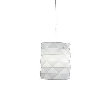 Sospensione Moderna Prisma Polilux ® Bianco E Metallo Cromo 1 Luce E27 D27Cm