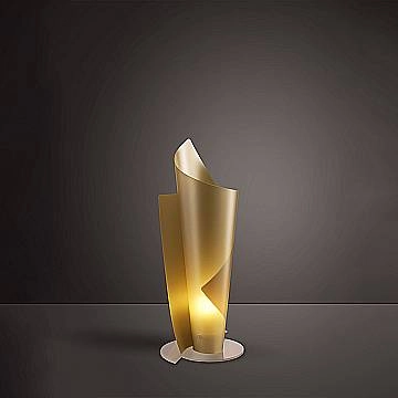 Lampada Da Scrivania Moderna Vela Polilux ® New Gold 1 Luce E27 H70Cm