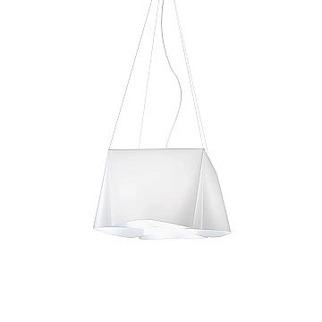 Sospensione Moderna Wanda Polilux ® Bianco E Metallo Cromo 1 Luce E27 D60Cm