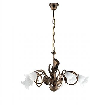 Lampadario Arte Povera Limone 5 Luci Marrone e Bianco LuceArt Classic