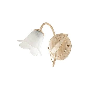 Applique Classico 1 Luce Foglie In Ferro Battuto Vetro Avorio E Oro Serie Limone