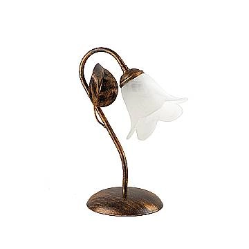 Lumetto Classico 1 Luce Con Foglie Ferro Battuto E Vetro Bronzo Serie Limone