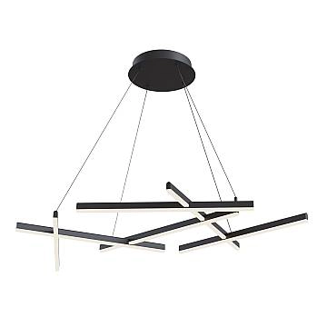 Maytoni Lampadario moderno Line 6 luci LED integrato nero alluminio diffusore acrilico