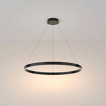Lampadario A Sospensione Moderno Rim Alluminio Nero Luce Led 51W