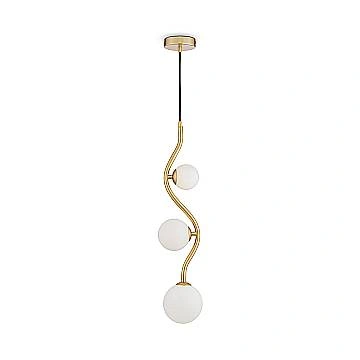 Sospensione Contemporaneo Uva Metallo Oro 3 Luci Diffusori Bianchi