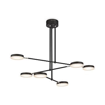 Lampadario A Sospensione Moderno Fad Metallo Nero Acrilico 6 Luci Led 40W