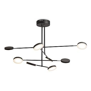 Lampadario A Sospensione Moderno Fad Metallo Nero Acrilico 8 Luci Led49W