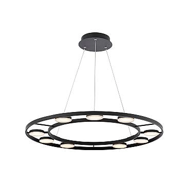 Lampadario A Sospensione Moderno Fad Metallo Nero Acrilico 9 Luci Led 63W