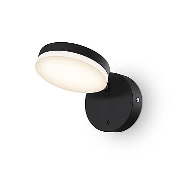 Applique Da Parete Moderno Fad Metallo Nero Acrilico 1 Luce Led 6W