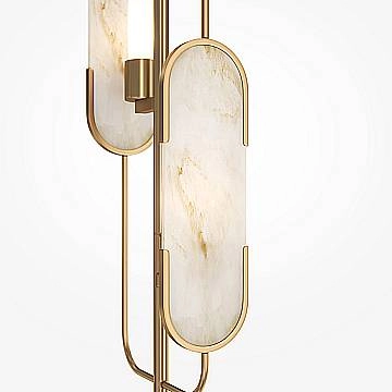 Piantana Contemporanea Marmo Metallo Oro 2 Luci Diffusori Pietra Bianca MOD099FL-02G