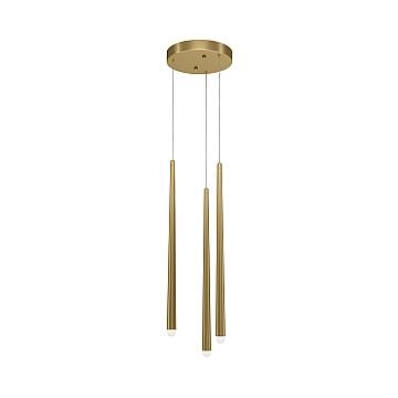 Lampadario A Sospensione Moderno Cascade Alluminio Ottone 3 Luci Led 18W