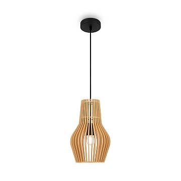 Lampada A Sospensione Moderno Roots 1 Luce E27 40W Metallo Nero D.20 Ip20