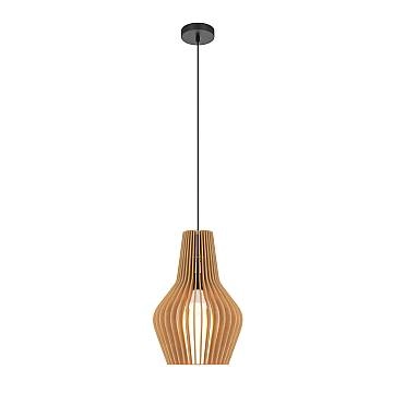 Lampada A Sospensione Moderno Roots 1 Luce E27 40W Metallo Nero D.30 Ip20