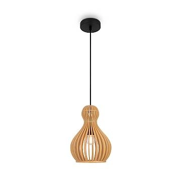 Lampadario A Sospensione Moderno Roots Luce E27 40W Metallo Nero D.20 Ip20