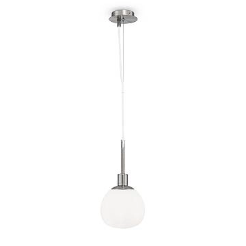 Sospensione Contemporanea Erich Metallo Nichel 1 Luce Diffusore Bianco Sospensione Contemporanea Erich Metallo Nichel 1 Luce Diffusore Bianco