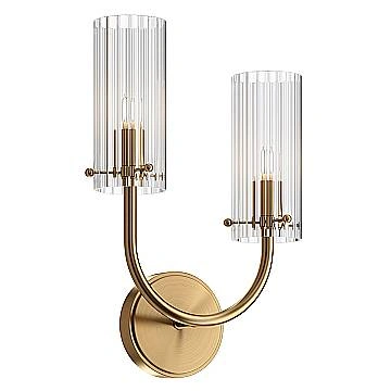 Applique Contemporanea Arco Metallo Ottone 1 Luce Diffusore Vetro