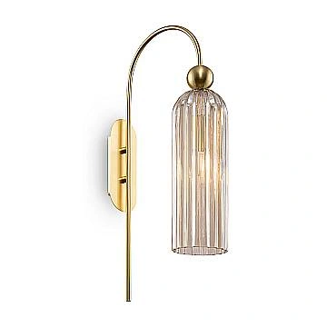 Applique Contemporanea Antic Metallo Oro 1 Luce Diffusore Vetro Cognac