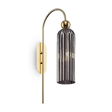 Applique Contemporanea Antic Metallo Oro 1 Luce Diffusore Vetro Grigio