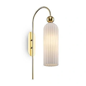 Applique Contemporanea Antic Metallo Oro 1 Luce Diffusore Vetro Bianco