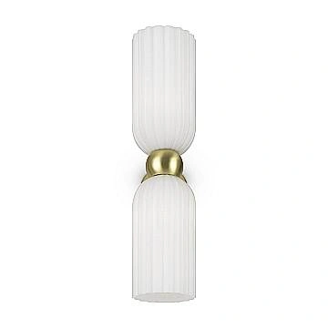 Applique Contemporanea Antic Metallo Oro 2 Luci Diffusore Vetro