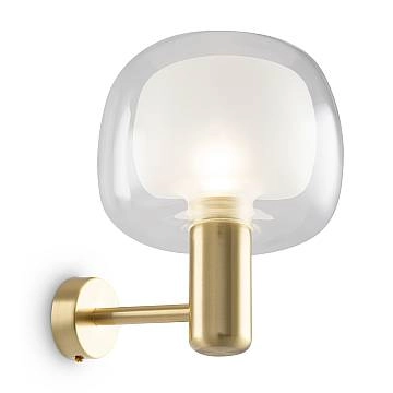 Applique Contemporanea Vision Alluminio Oro 1 Luce Diffusore Vetro Trasp