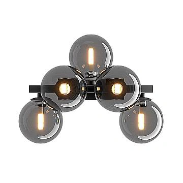 Applique Contemporanea Dallas Metallo Nero 5 Luci Diffusori Fumè