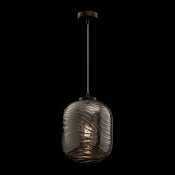 Lampadario A Sospensione Moderno Dunas Metallo Nero Vetro 1 Luce E27 60W