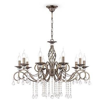 Maytoni Lampadario Classico Grace 10 luci E14 ottone metallo cristallo