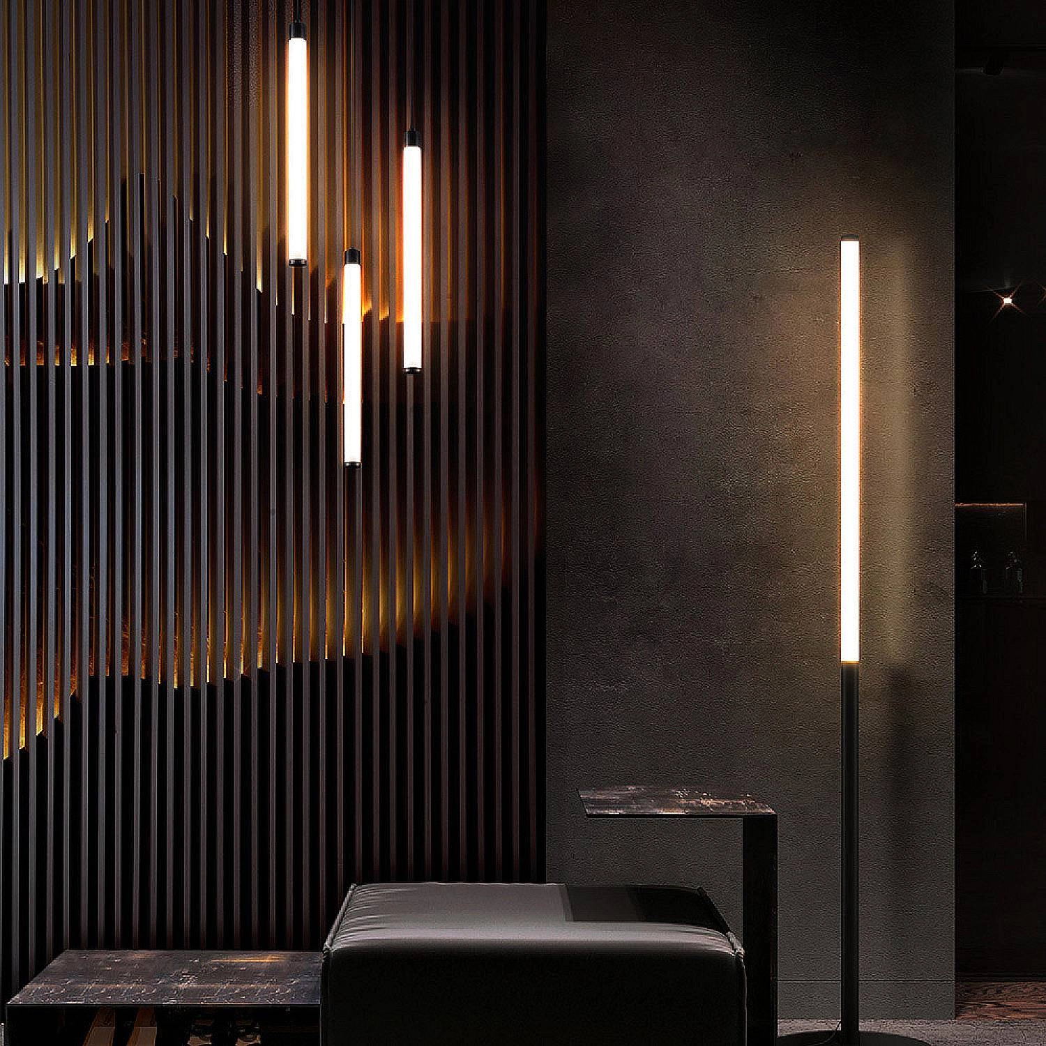 Piantana Da Terra Moderna Ray 1 Led Integrato 18W Metallo Nero Ip20 Z012FL-L18B3K