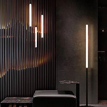 Piantana Da Terra Moderna Ray 1 Led Integrato 18W Metallo Nero Ip20 Z012FL-L18B3K