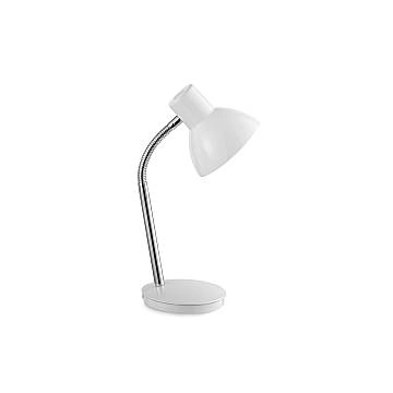 Lampada Da Scrivania Moderna Play Metallo Cromo Bianco 1 Luce E14