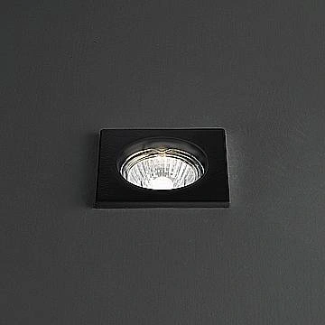 Faretto Incasso Quadrato Contemporaneo Oasis Metallo Nero Vetro 1 Luce Gu10