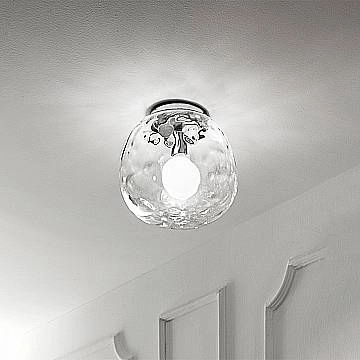 Plafoniera Contemporanea Skin Metallo Cromo Vetro Trasparente 1 Luce E27