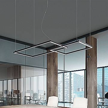 Sospensione Moderna Cross Metallo Nero Acrilico Led 64W 3000K
