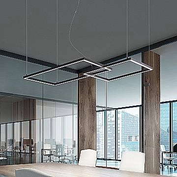 Sospensione Moderna Cross Alluminio Nero Opaco Led 64W Dimmerabile Ip20 Sospensione Moderna Cross Alluminio Nero Opaco Led 64W Dimmerabile Ip20