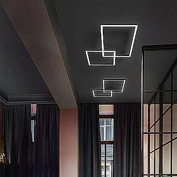 Plafoniera Moderna Cross Alluminio Nero Opaco Led 45W Dimmerabile Ip20